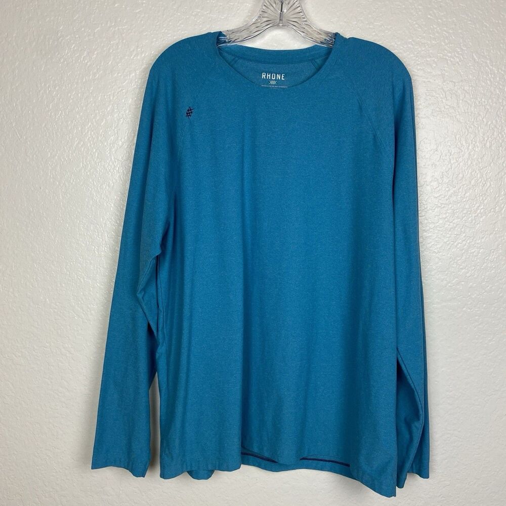Rhone Shirt Men XL Blue Reign Long Sleeve Soft Stretch Gym Workout Performance